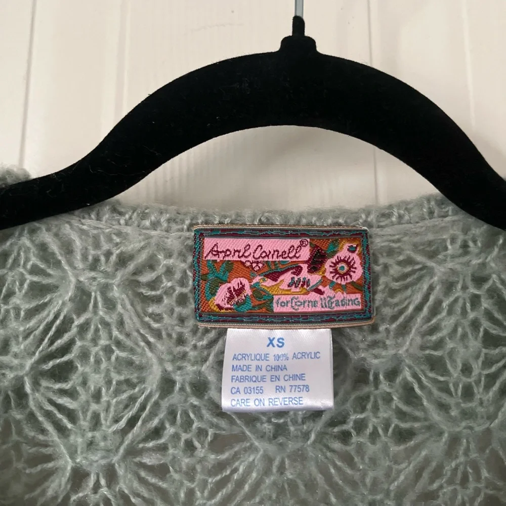 April Cornell teal knit long cardigan - Picture 2 of 6